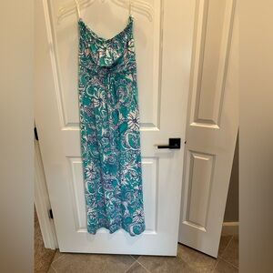 Lilly Pulitzer Resort Floral Strapless Maxi Dress M EUC